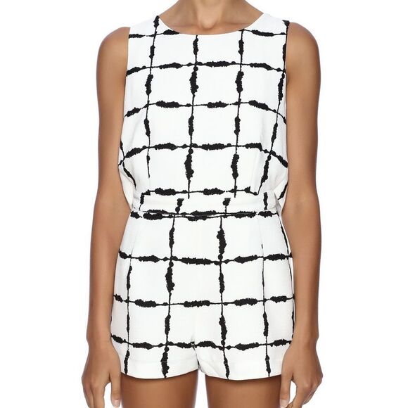 GanLan Collection White & Black Backless Romper - Small - Picture 3 of 14